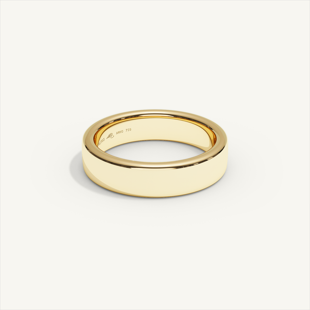 BASTION 5 mm — 18K yellow gold plain wedding band, product view 1