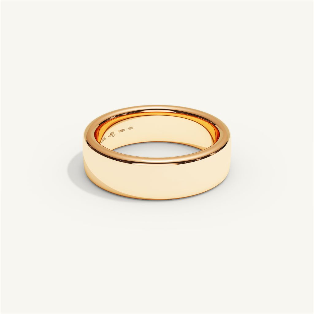 BASTION 6 mm — 18K rose gold plain wedding band, product view 1