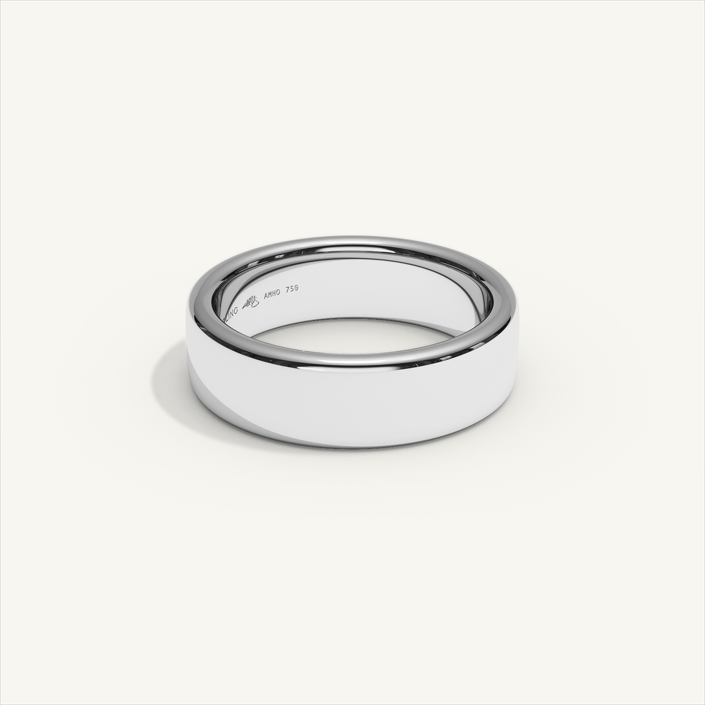 BASTION 6 mm — 18K white gold plain wedding band, product view 1