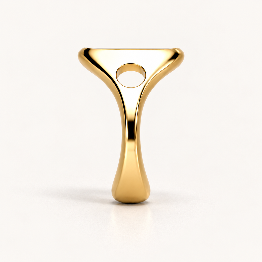 Cusion Void Ring – 18K yellow gold – side view