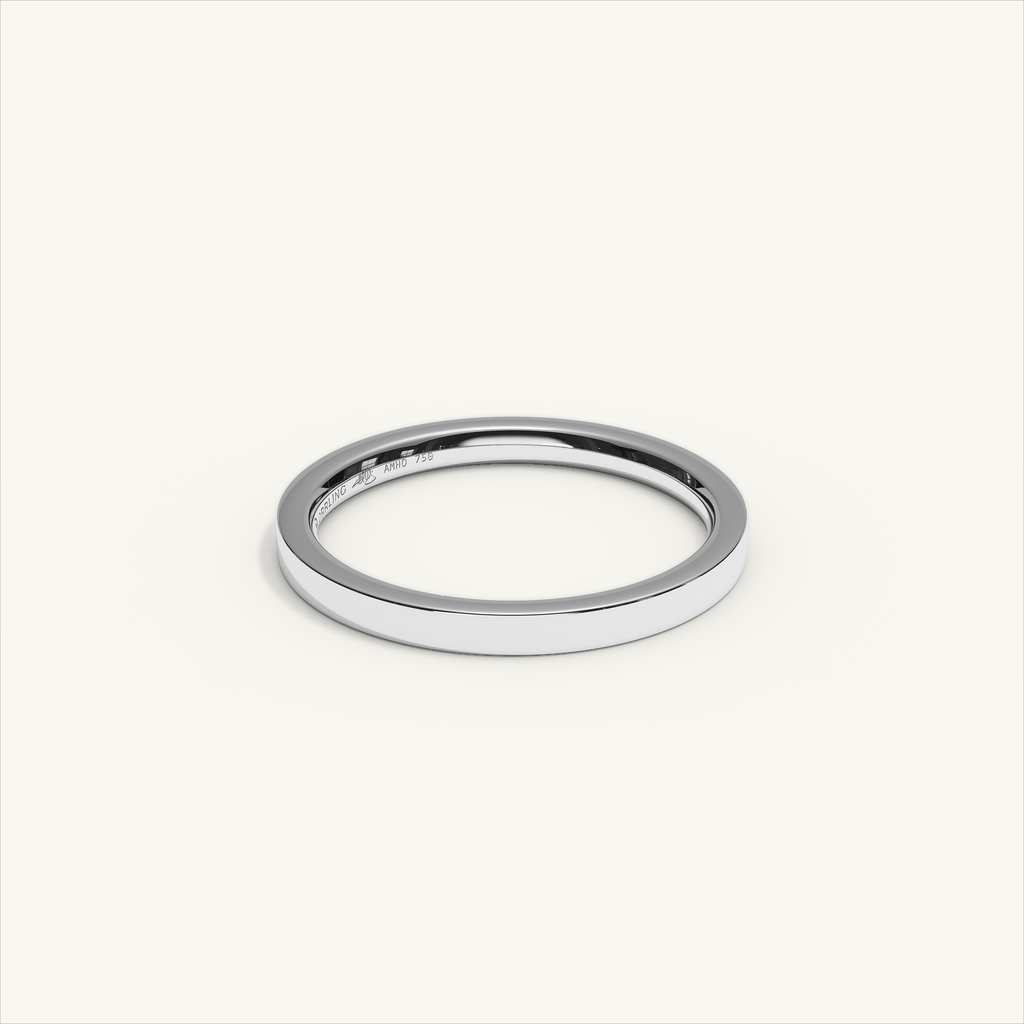 ECHELON 2 mm — 18K white gold plain wedding band, product view 1
