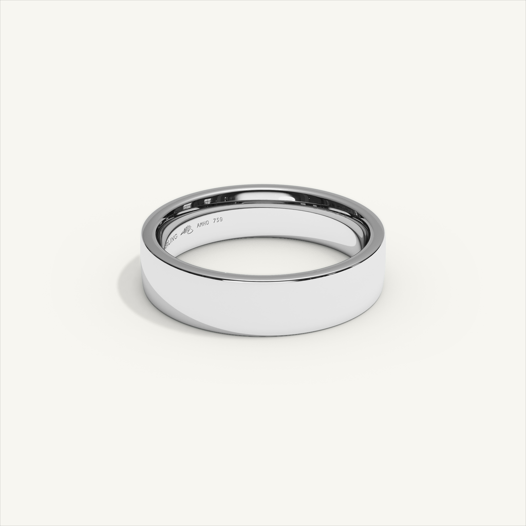 ECHELON 5 mm — 18K white gold plain wedding band, product view 1