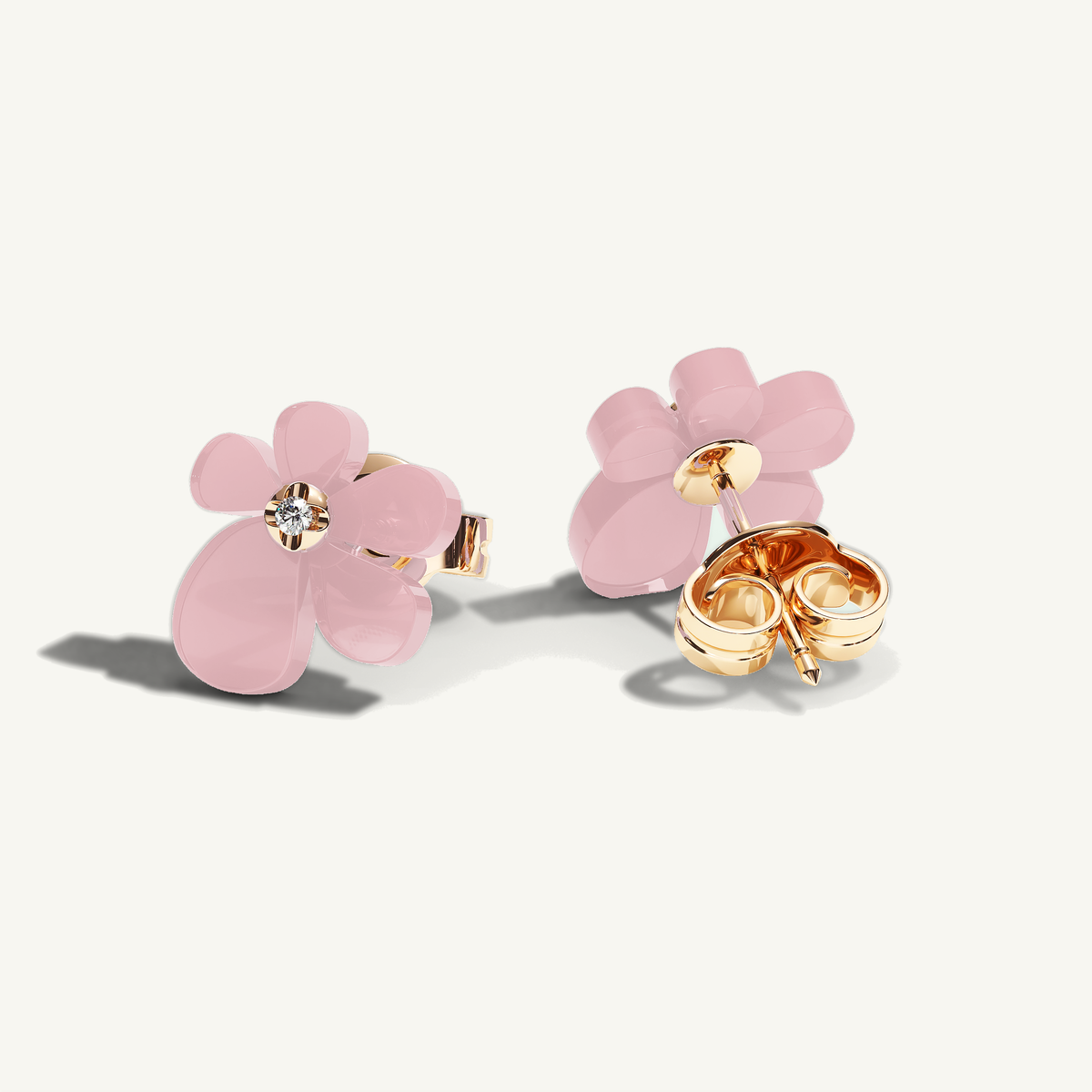 Gisela Rose Quartz Studs — view 2