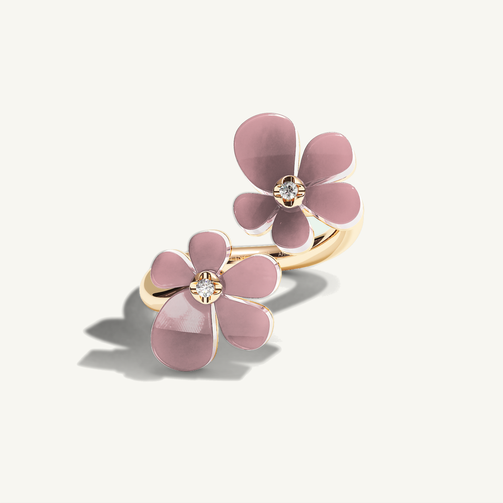 Gisela Rose Quartz Siblings Ring — view 1