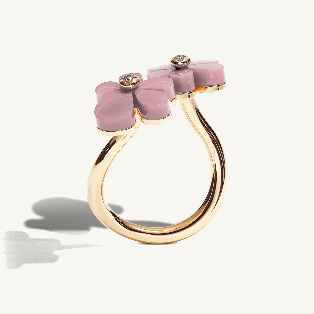 Gisela Rose Quartz Siblings Ring — view 3
