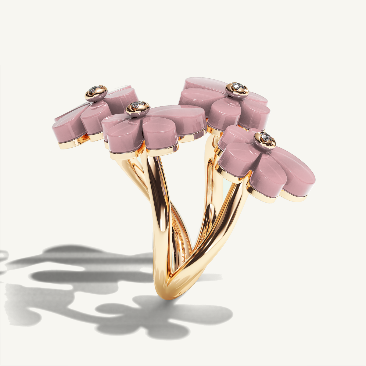 Gisela Rose Quartz Tetra Ring — view 4
