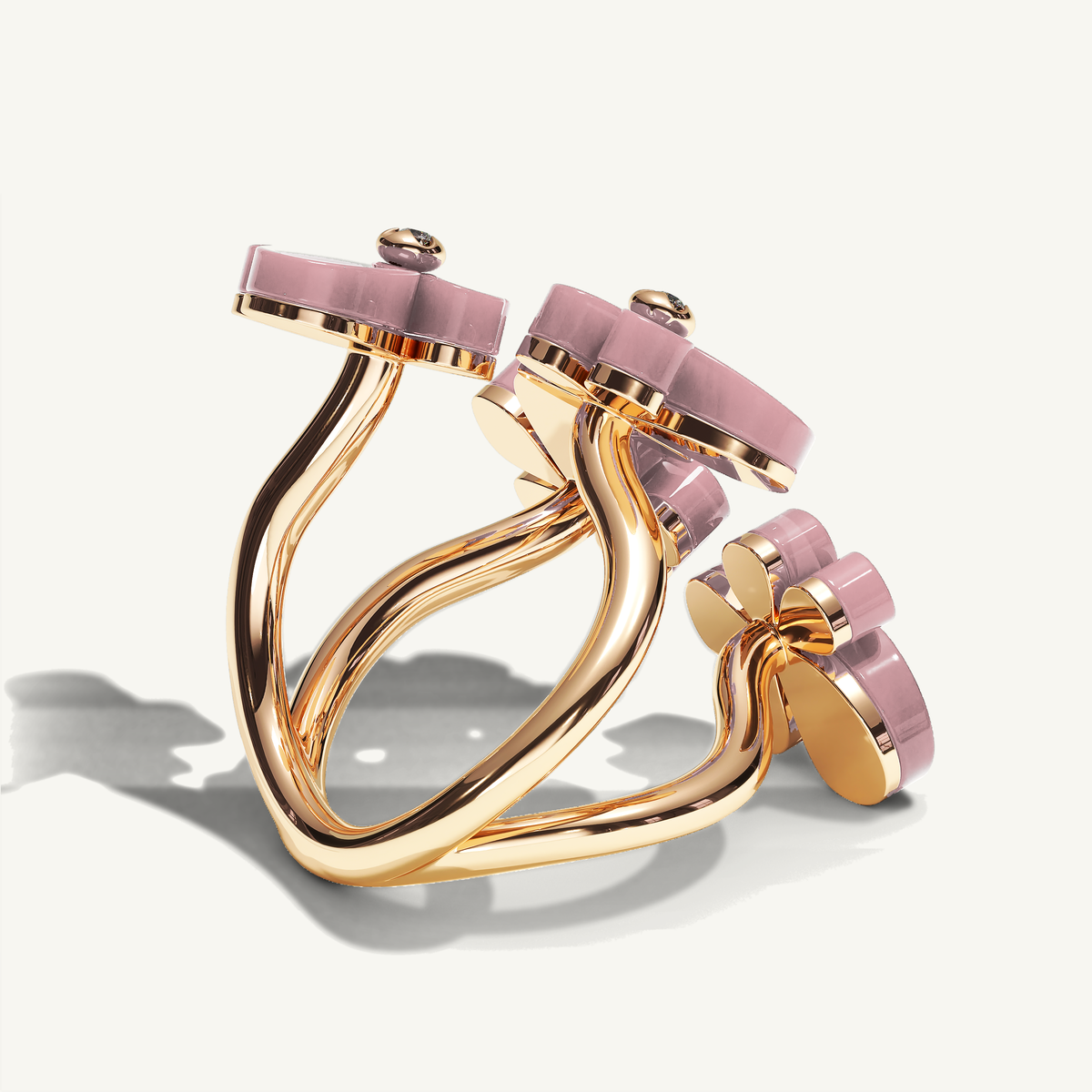 Gisela Rose Quartz Tetra Ring — view 5