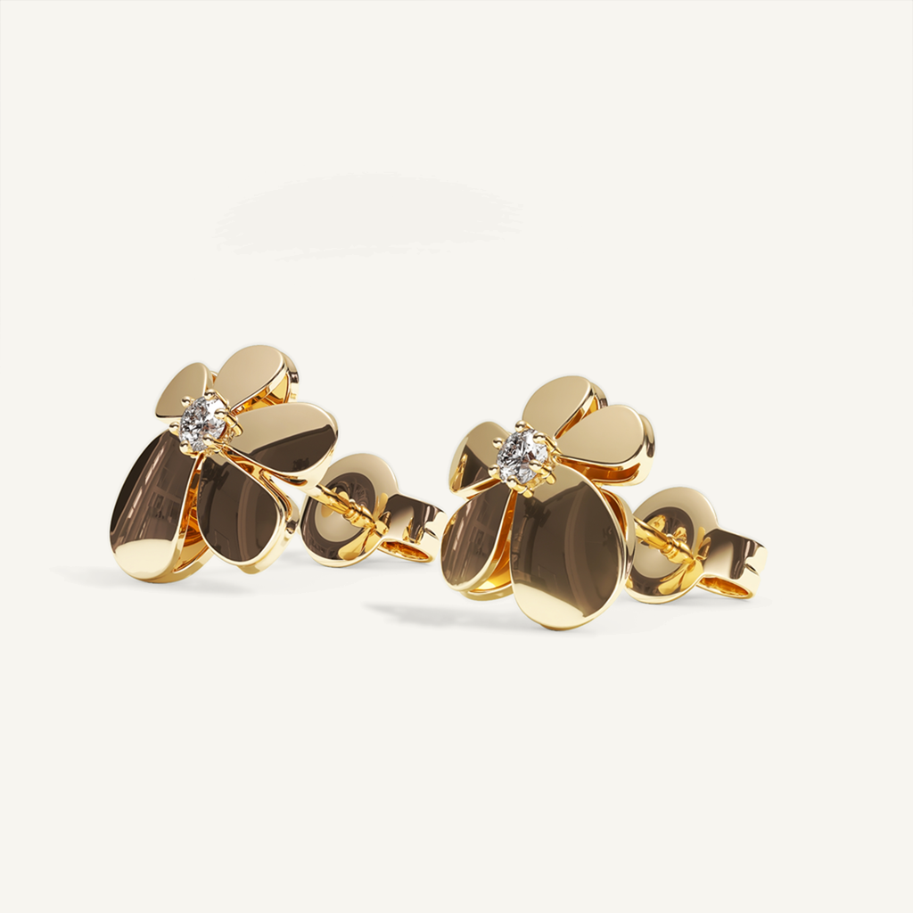 Gisela Diamond Flower Studs – Yellow Gold product view 4