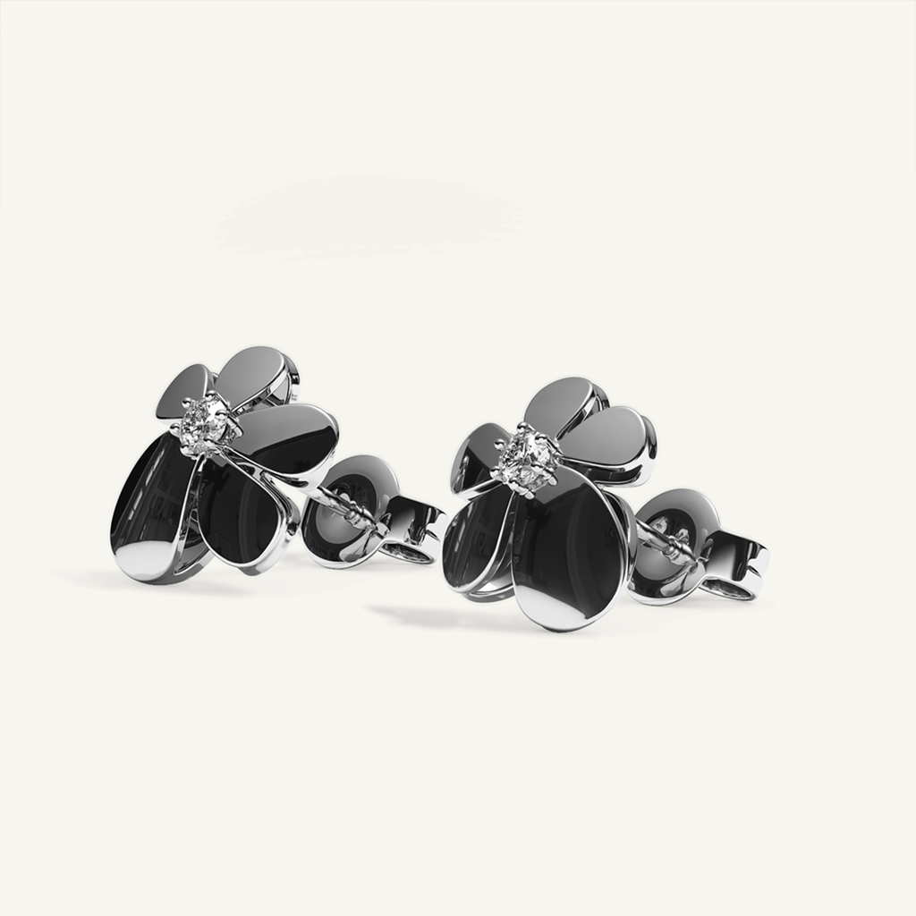 Gisela Diamond Flower Studs – White Gold product view 1