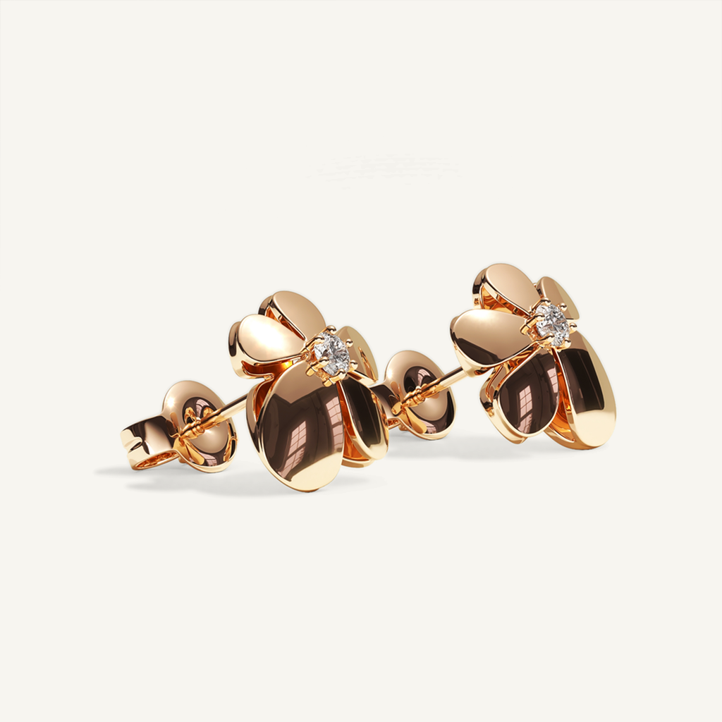 Gisela Diamond Flower Studs – Rose Gold product view 4