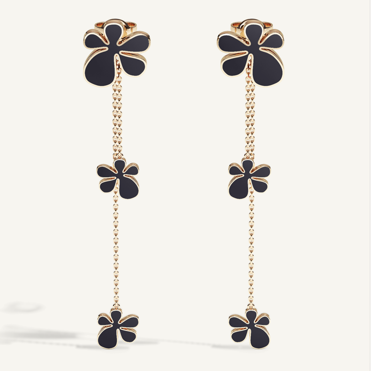 Gisela Enamel Chain Ear Pendants – Midnight Black product view 1