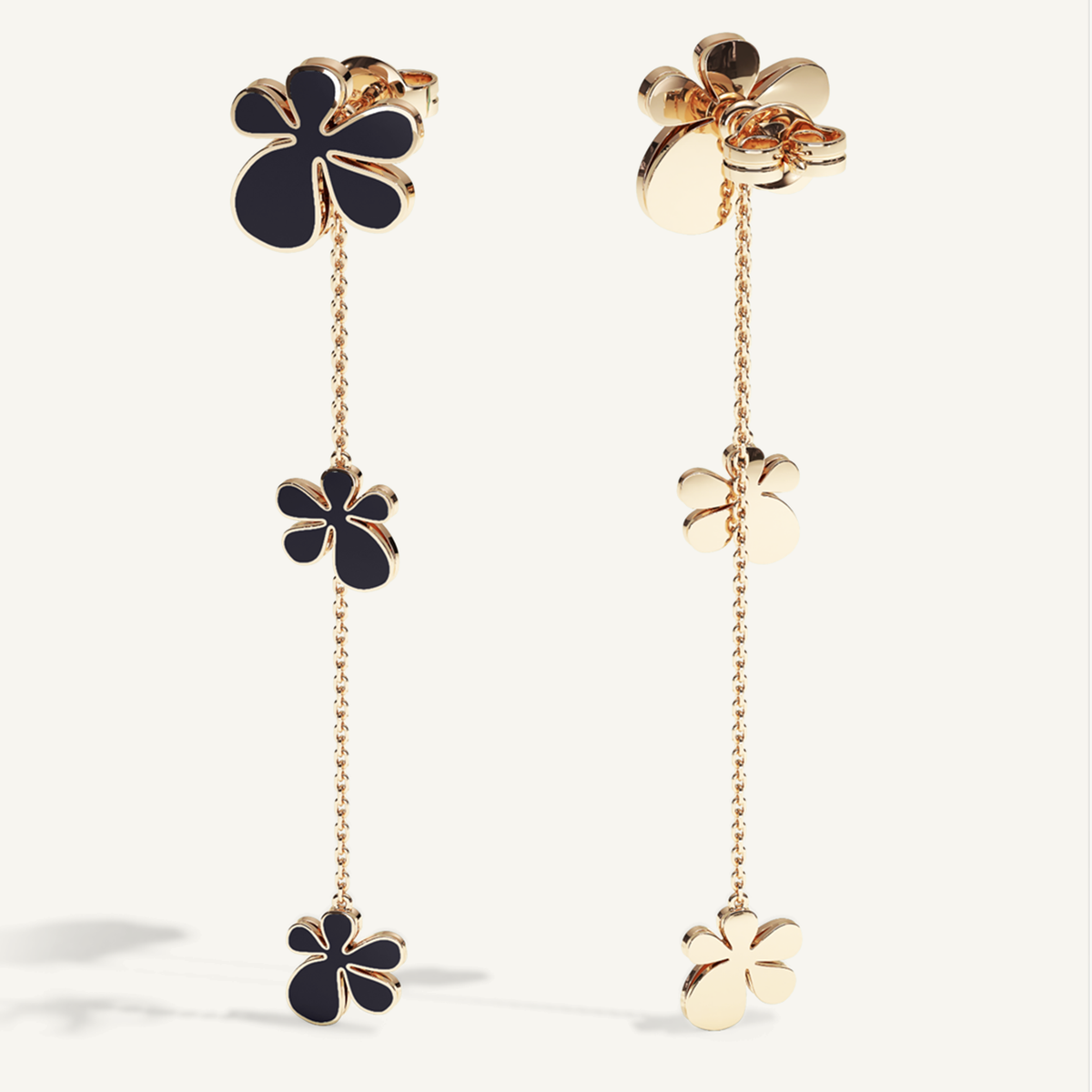 Gisela Enamel Chain Ear Pendants – Midnight Black product view 2