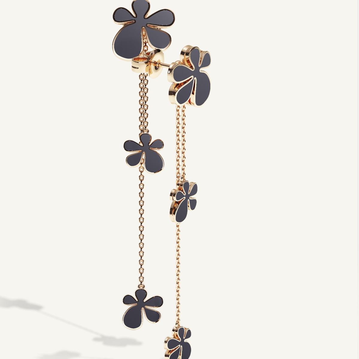 Gisela Enamel Chain Ear Pendants – Midnight Black product view 4