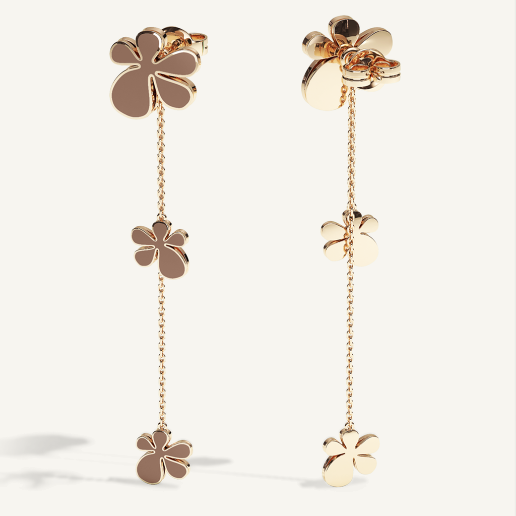Gisela Enamel Chain Ear Pendants – Mocca Brown product view 2