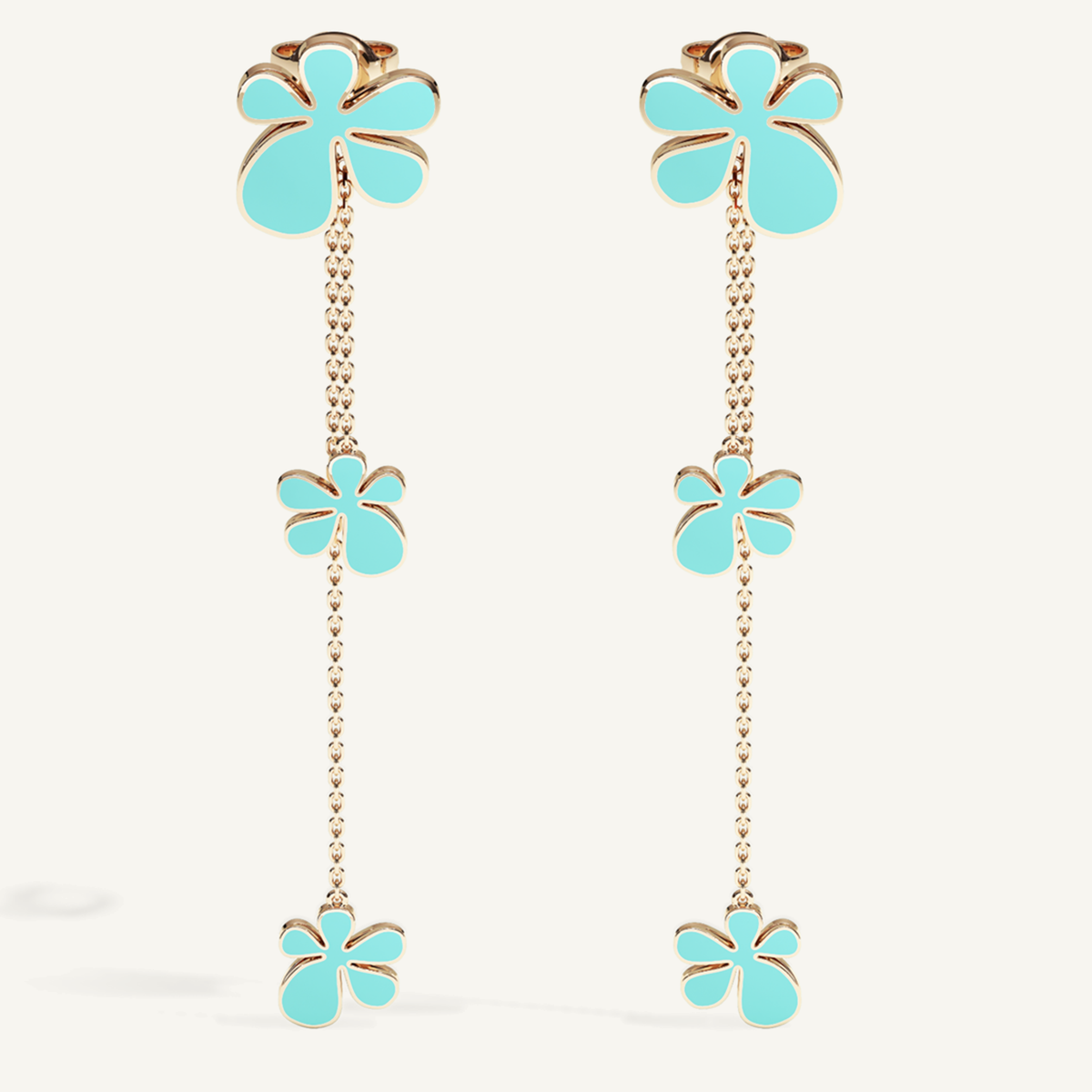Gisela Enamel Chain Ear Pendants – Electric Turquoise product view 1
