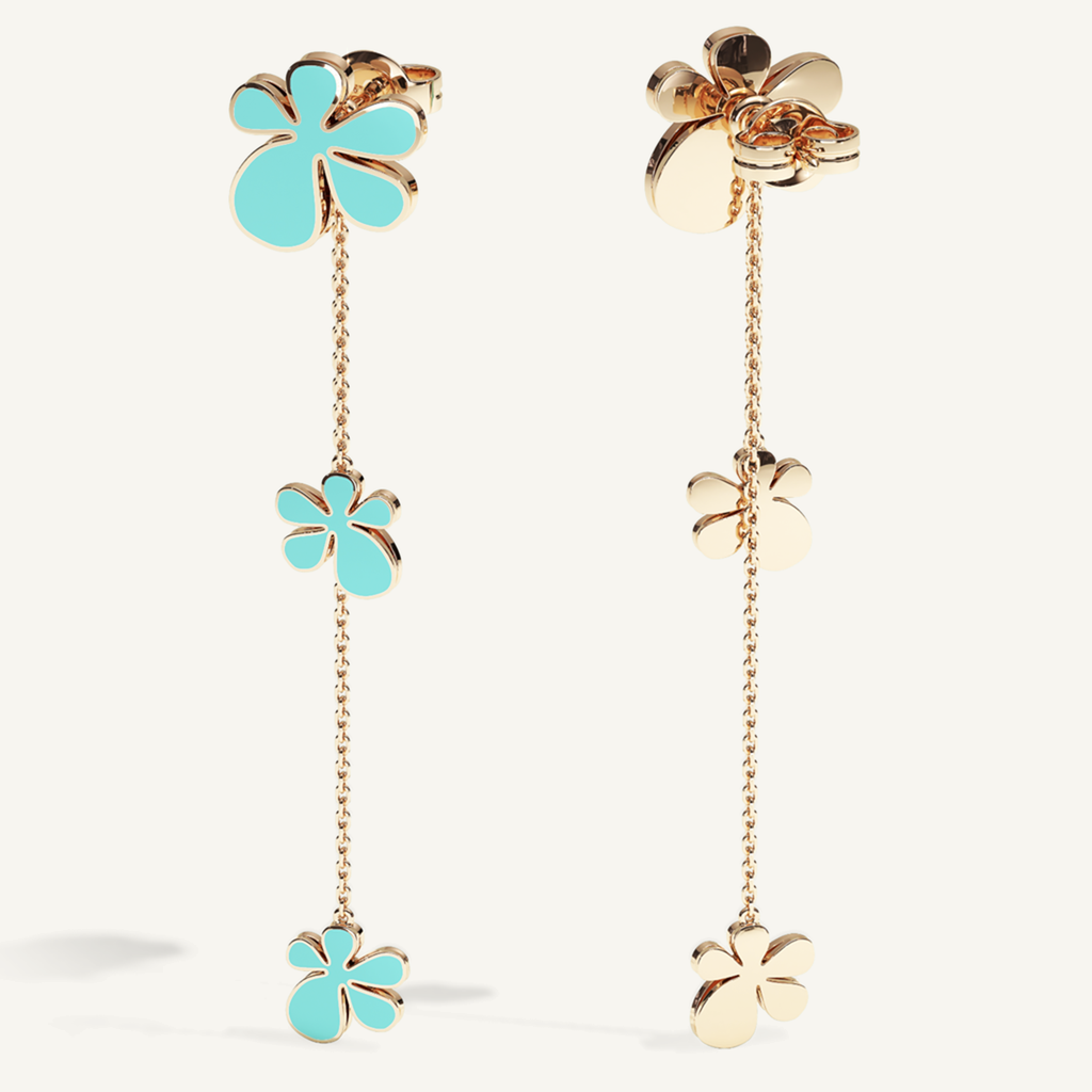 Gisela Enamel Chain Ear Pendants – Electric Turquoise product view 2