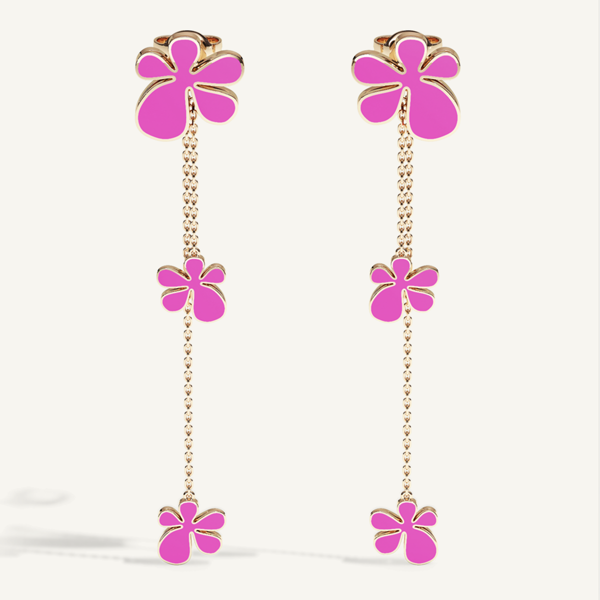 Gisela Enamel Chain Ear Pendants – Hot Pink product view 1