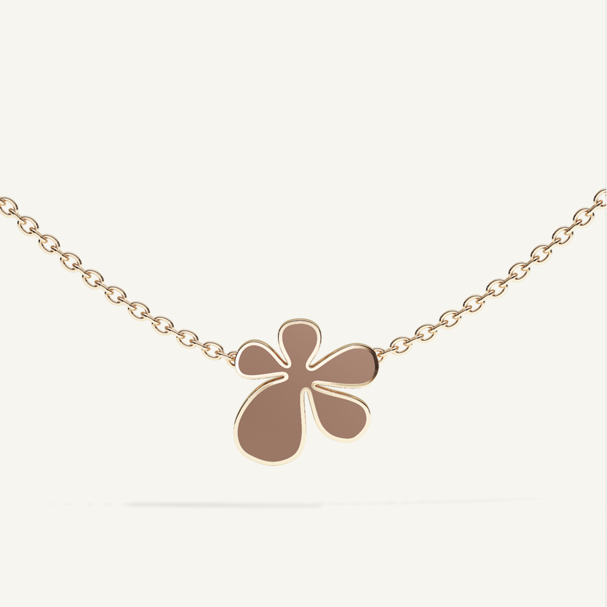 Gisela Enamel Solitaire Necklace – Mocca Brown product view 1