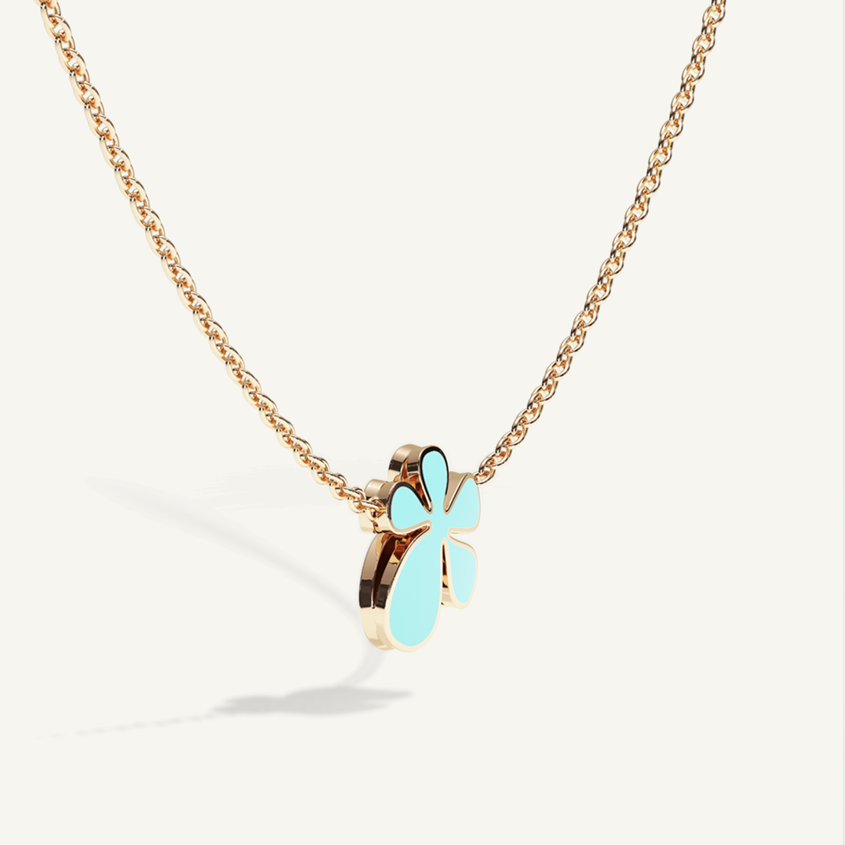 Gisela Enamel Solitaire Necklace – Electric Turquoise product view 2