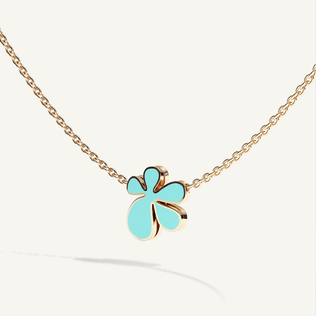 Gisela Enamel Solitaire Necklace – Electric Turquoise product view 3