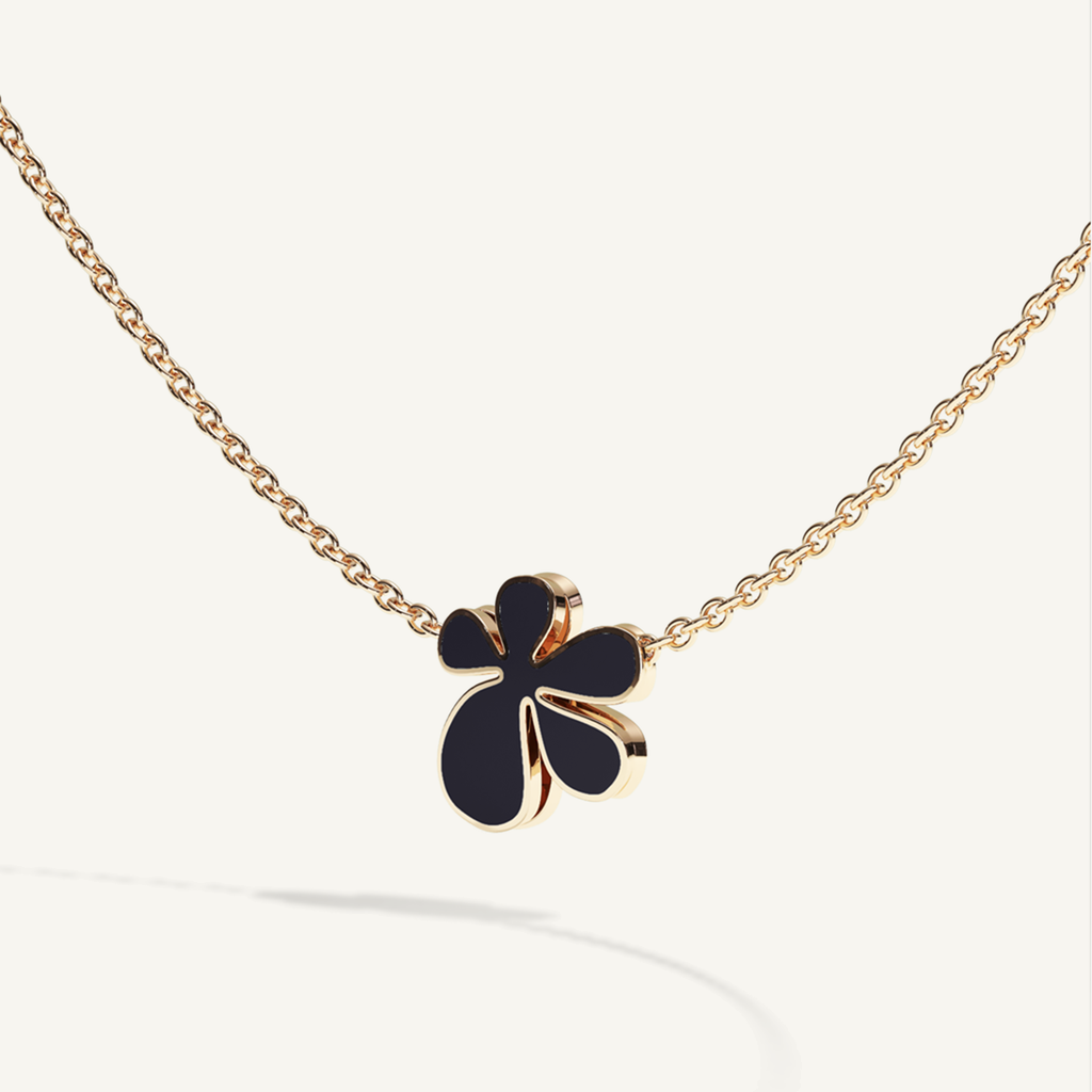 Gisela Enamel Solitaire Necklace – Midnight Black product view 3
