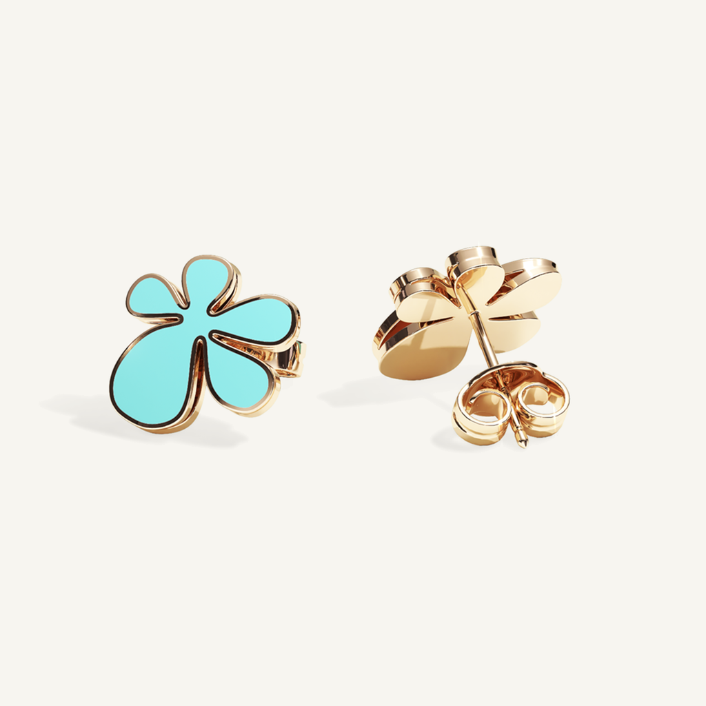 Gisela Enamel Studs – Electric Turquoise product view 2