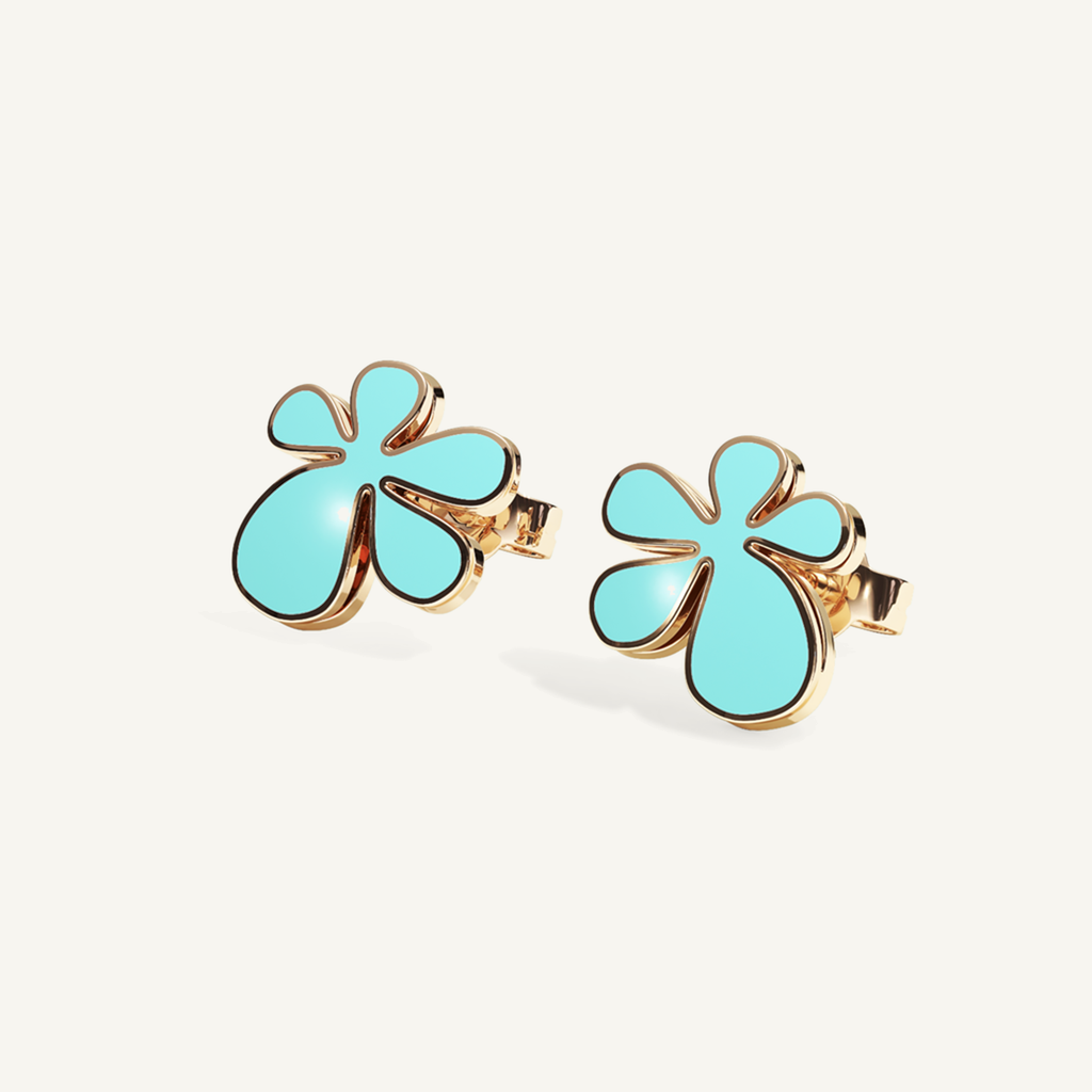 Gisela Enamel Studs – Electric Turquoise product view 3