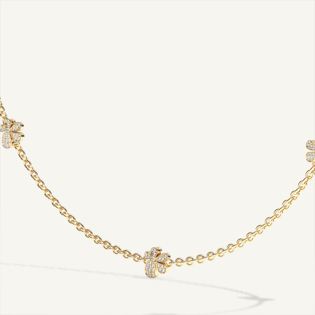 Gisela Pavé Flower Necklace – Yellow Gold product view 5