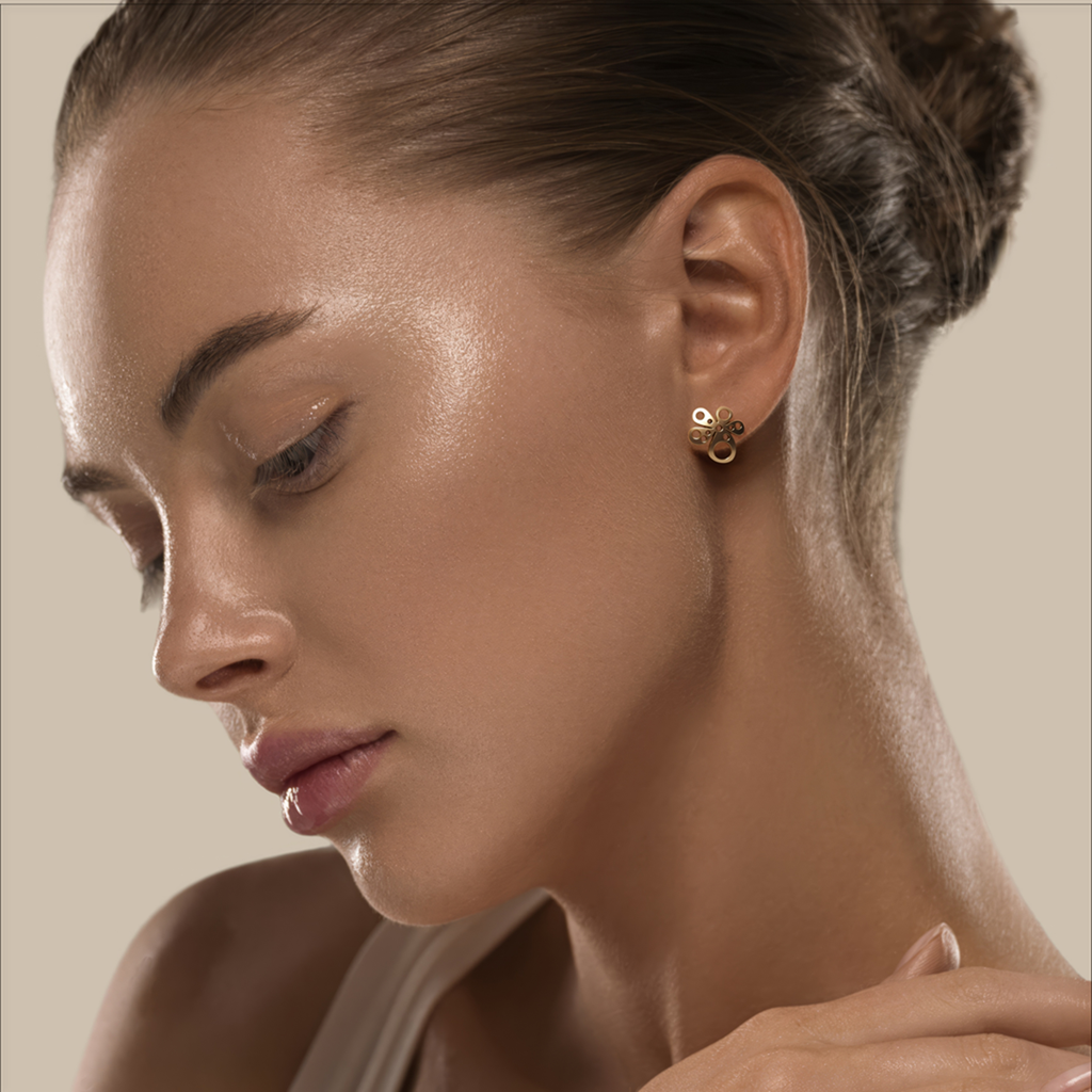 Gisela Void Flower Studs –  on model 5