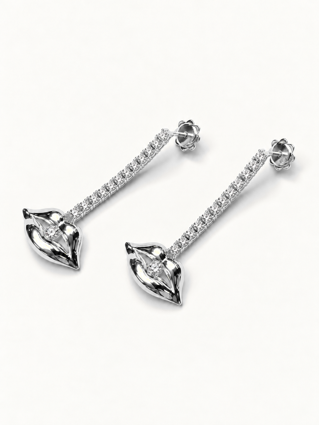 Grand Diamond Bite Chandelier – white gold pair, angled view