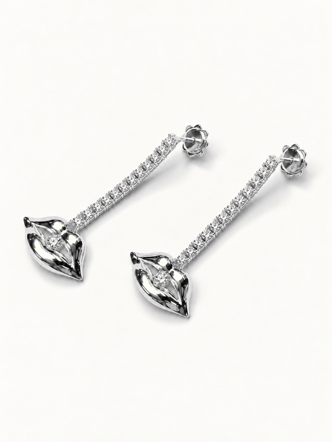 Grand Diamond Bite Chandelier – white gold pair, angled view