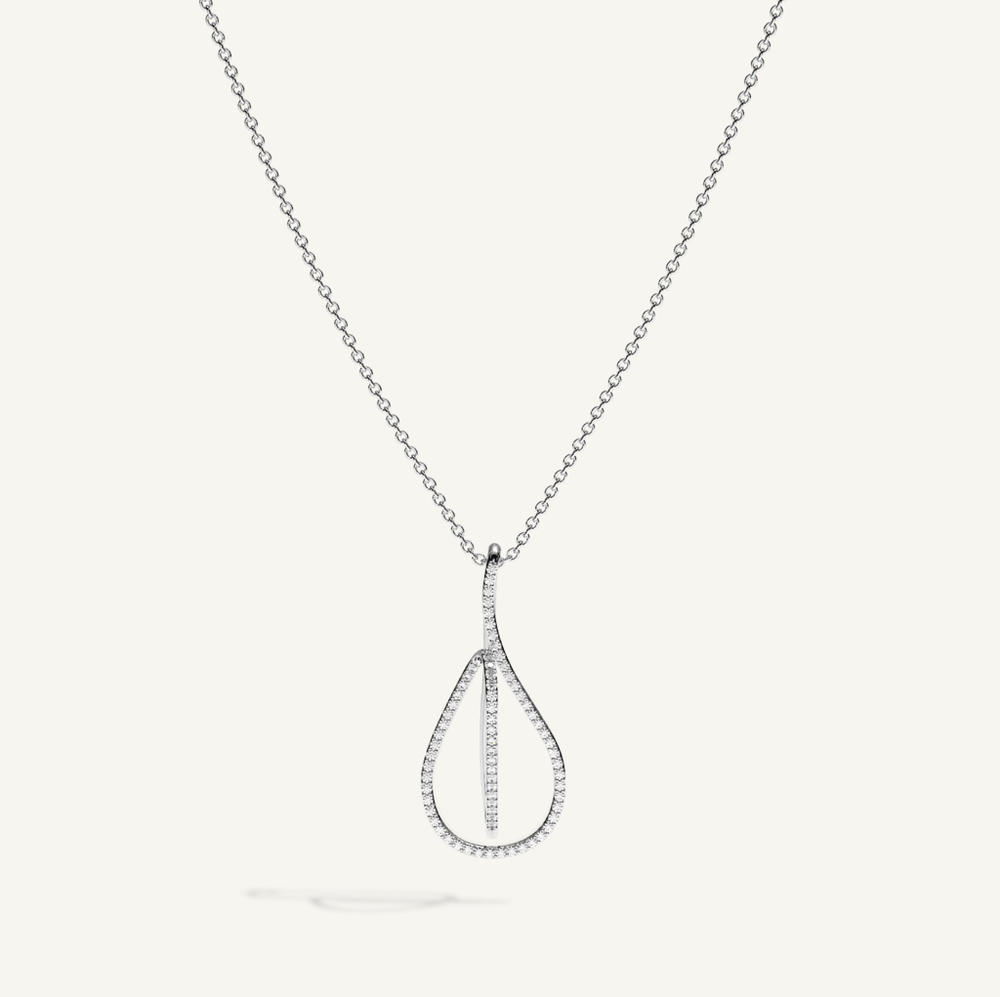 DEEP TEAL Pavé Necklace — shown in White Gold — product view