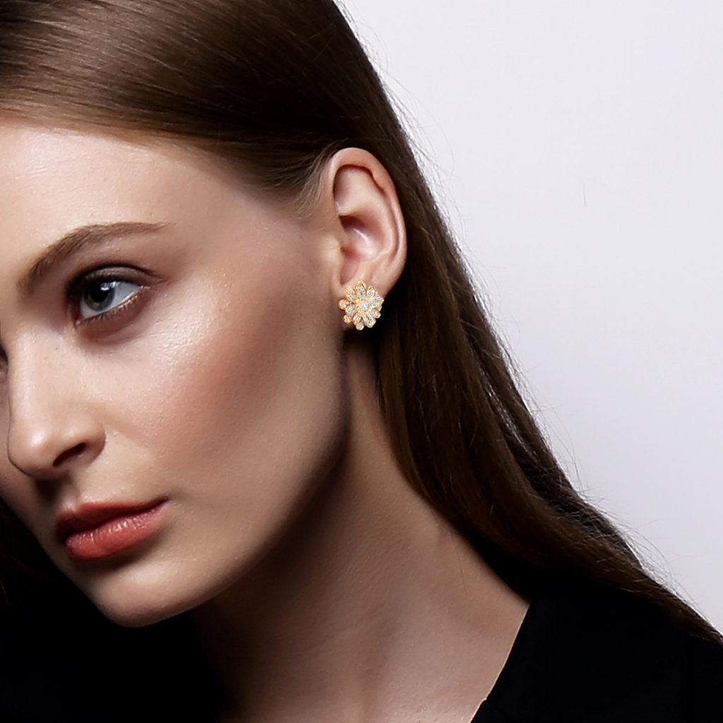 Measures of Love Grande Pavé Studs – worn on model