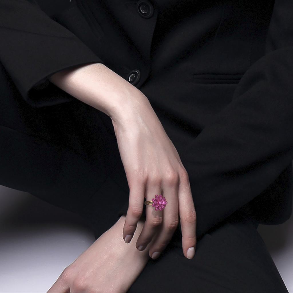 Measures of Love Pink Pavé Ring – worn on model