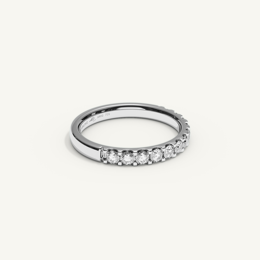 MONTE M25 3 mm Half Eternity Ring, 18K white gold, view 2
