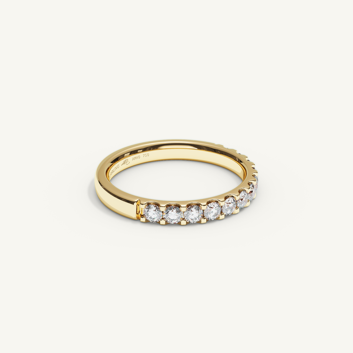 MONTE M25 3 mm Half Eternity Ring, 18K yellow gold, view 2