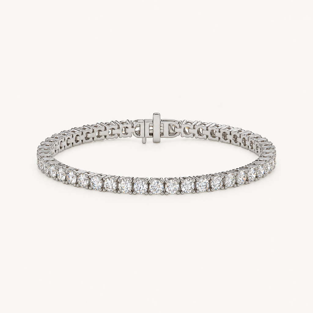 Tennisarmband Basket 4 Prong i 18K vitguld, 3,43 ct – framifrån