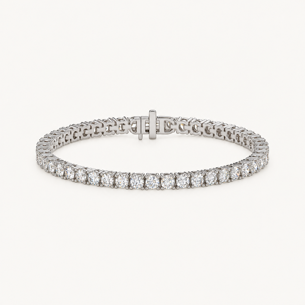 Tennisarmband Basket 4 Prong i 18K vitguld, 3,43 ct – framifrån