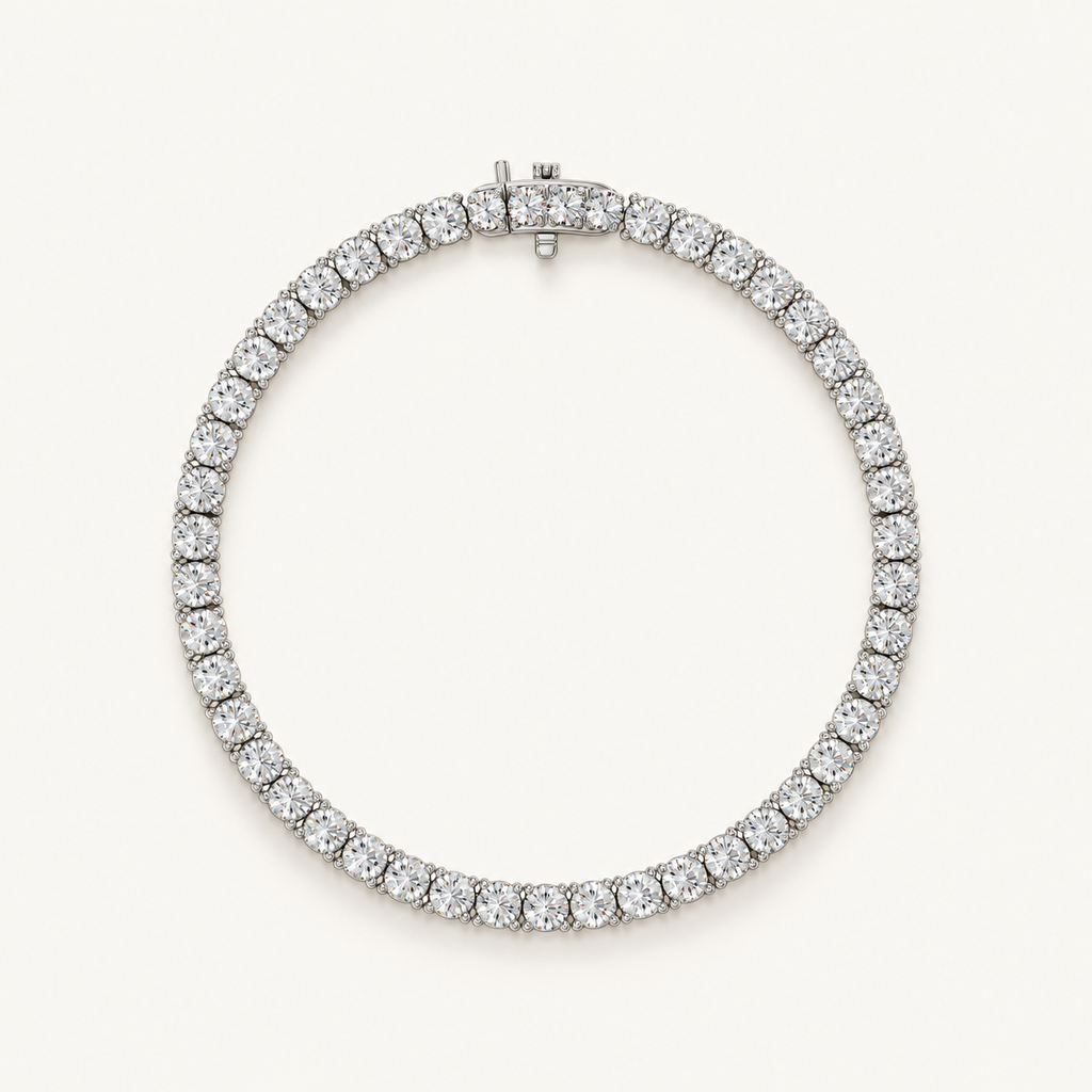 Tennisarmband Basket 4 Prong i 18K vitguld, 3,43 ct – ovanifrån