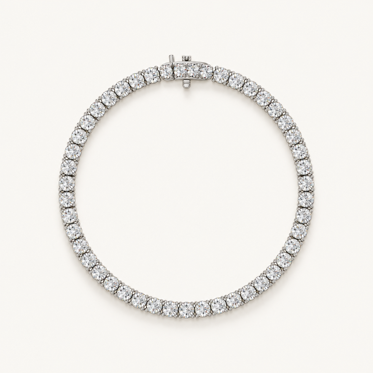 Tennisarmband Basket 4 Prong i 18K vitguld, 3,43 ct – ovanifrån