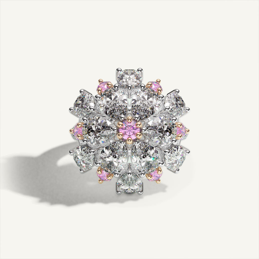 Ombrelle Barocco Diamond & Pink Sapphire Ring — front view