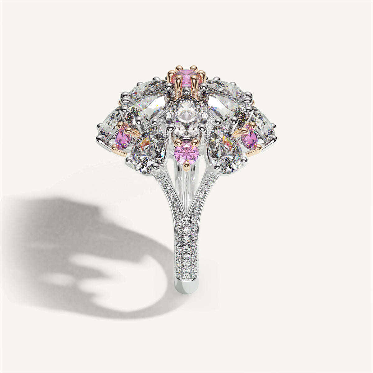 Ombrelle Barocco Diamond & Pink Sapphire Ring — side view