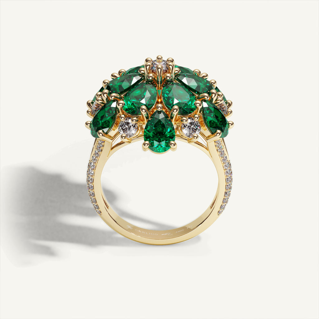 Ombrelle Barocco Green Tourmaline & Diamond Ring — profile view