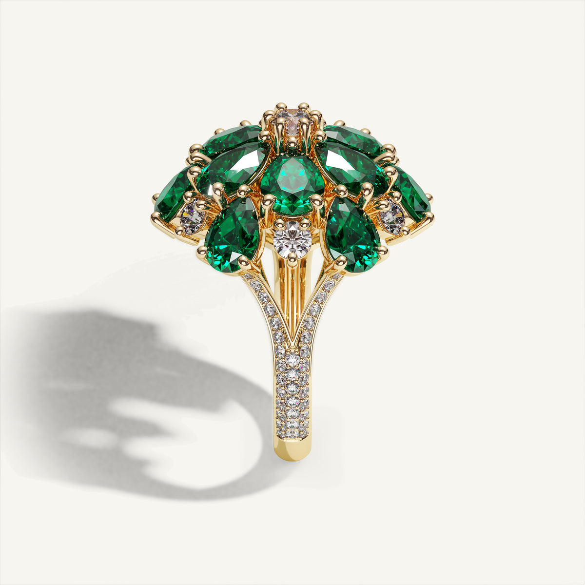 Ombrelle Barocco Green Tourmaline & Diamond Ring — side view