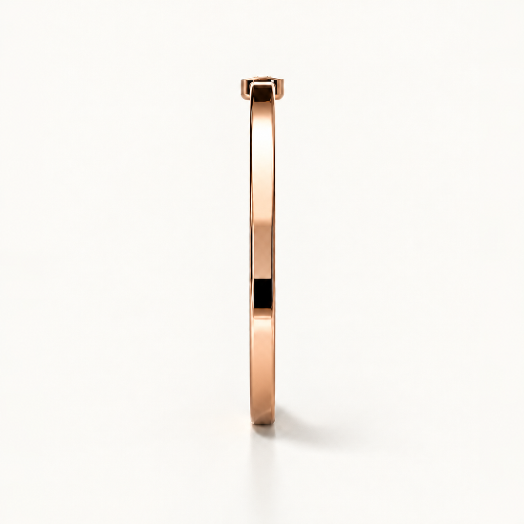 Open Monogram Frame Cuff in polished 18K rose gold, side profile