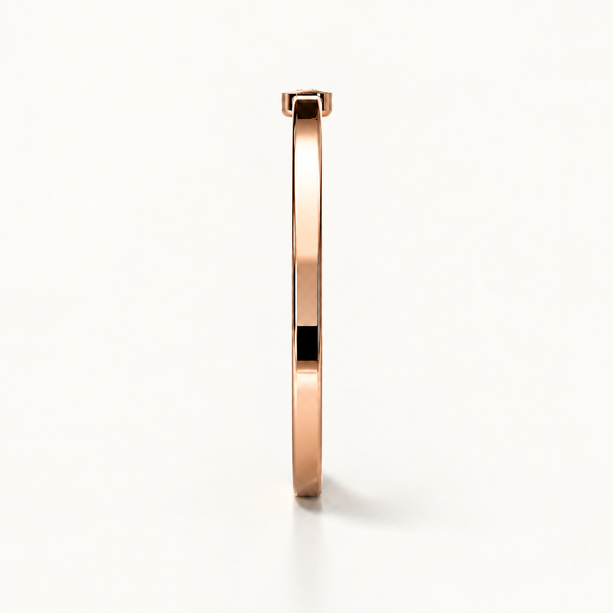 Open Monogram Frame Cuff in polished 18K rose gold, side profile
