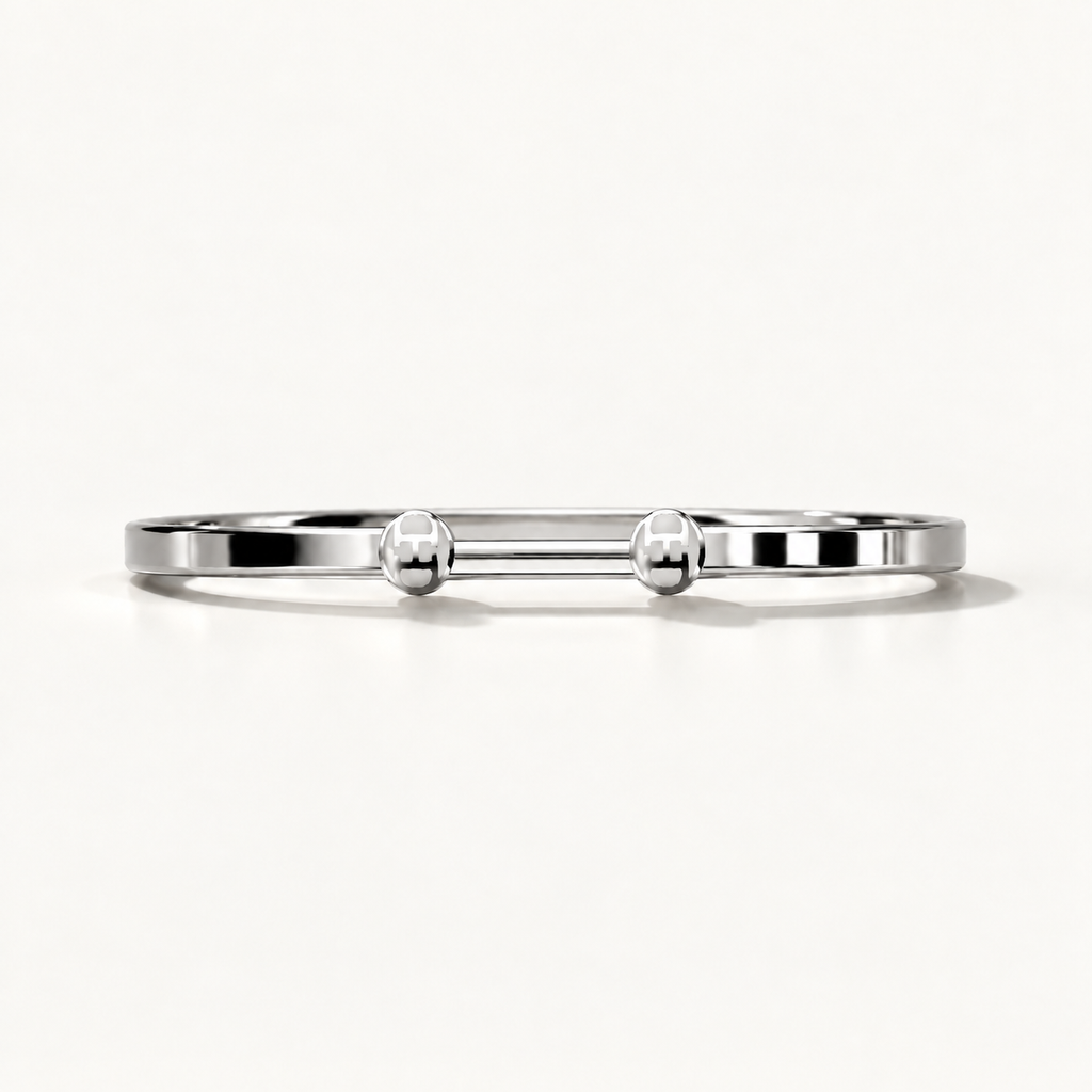 Open Monogram Frame Cuff in polished 18K white gold, front view