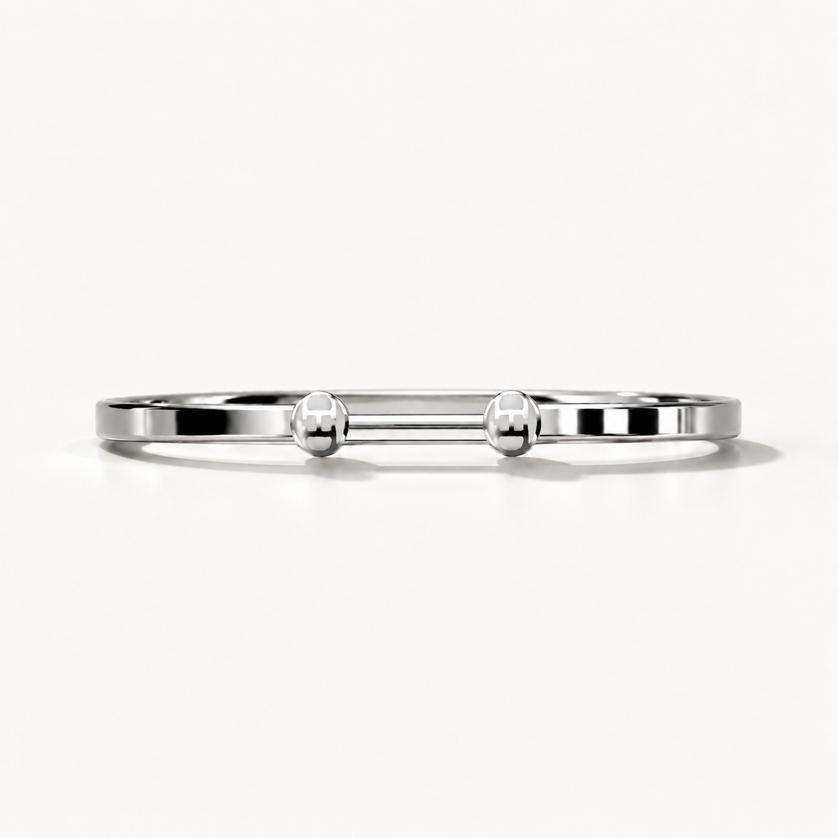 Open Monogram Frame Cuff in polished 18K white gold, front view