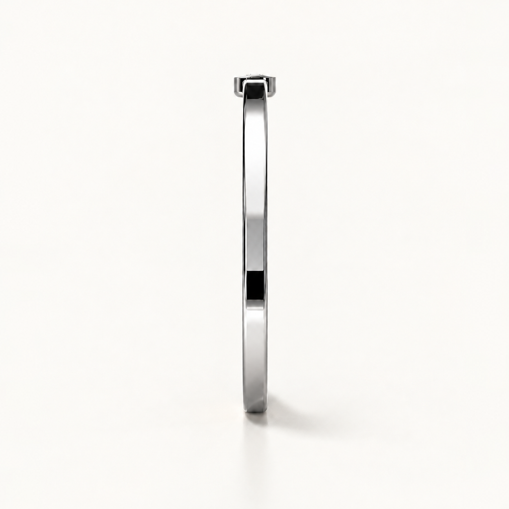 Open Monogram Frame Cuff in polished 18K white gold, side profile