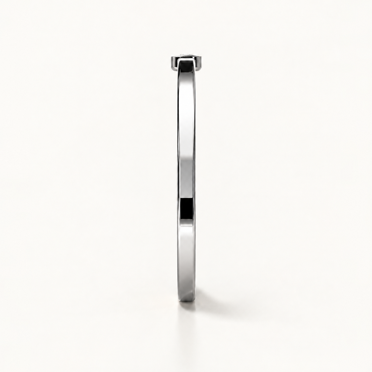 Open Monogram Frame Cuff in polished 18K white gold, side profile